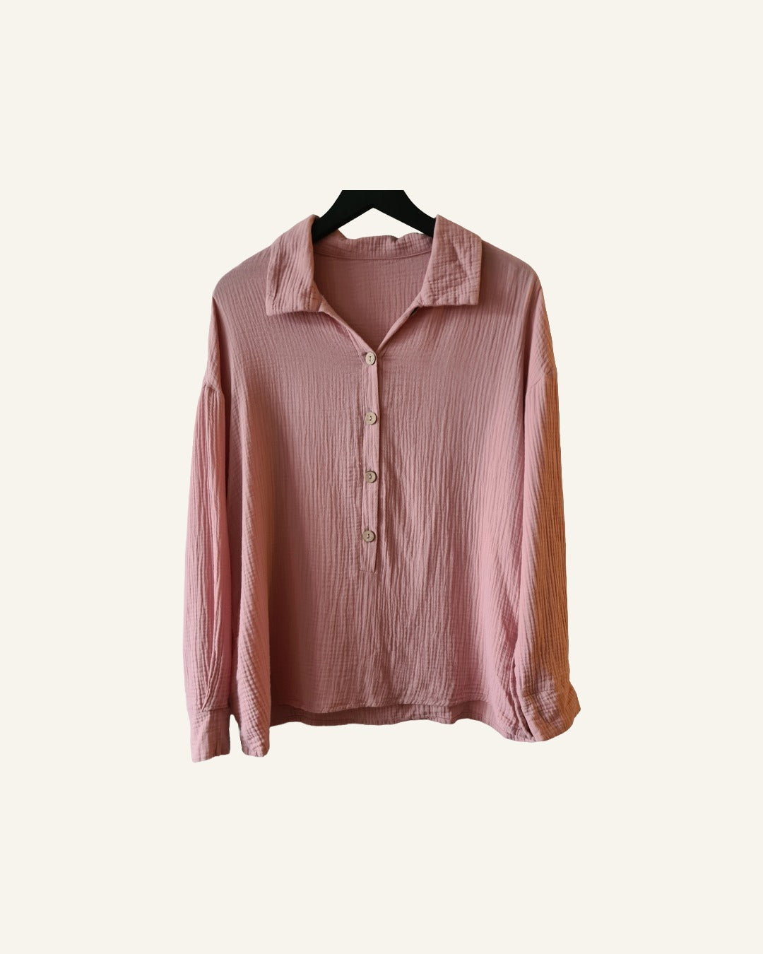 Blouse oudroze – maat L/XL – hydrofiele look – Tweedehands
