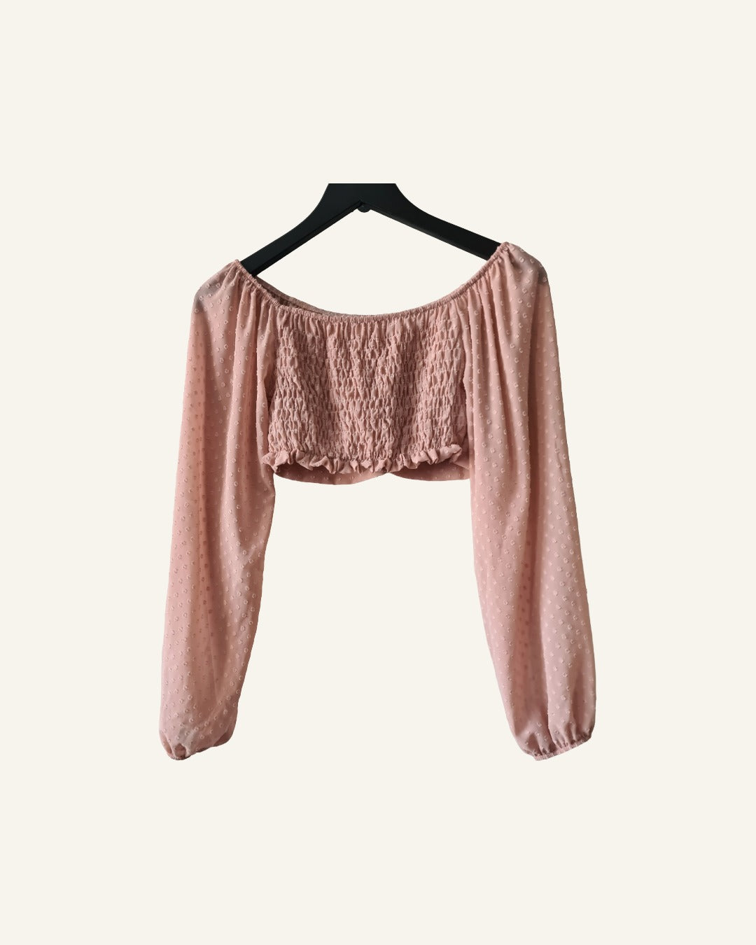 Off-shoulder top roze – maat S/M – Tweedehands