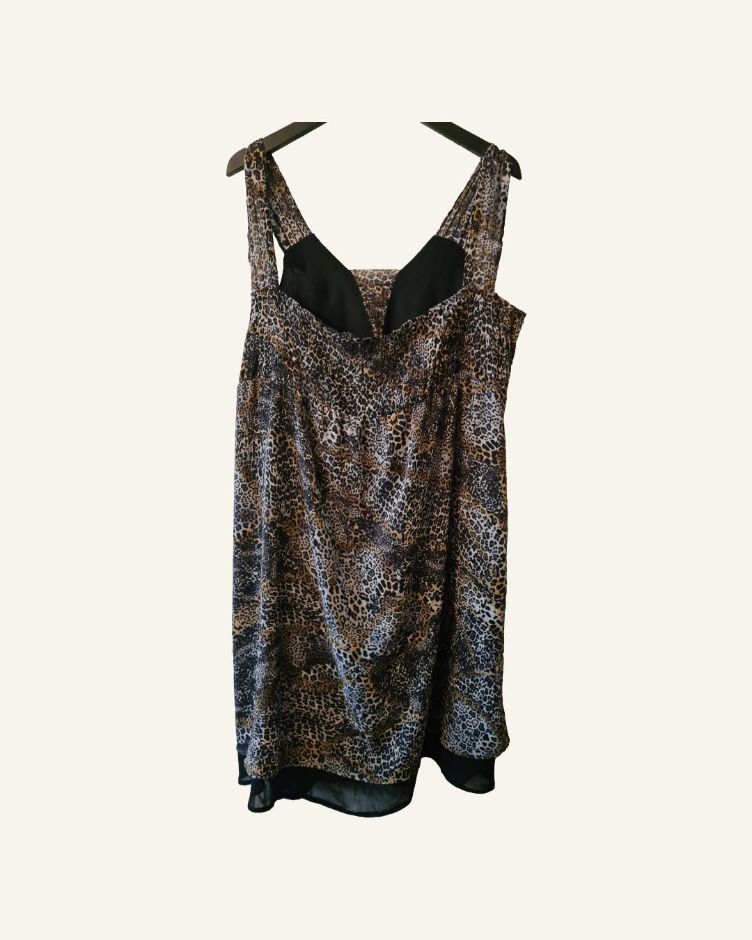 Jurk panterprint – maat XL – mouwloos – Tweedehands