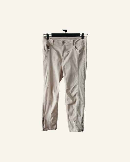 Beige jeans met ritsdetail – maat L – Tweedehands