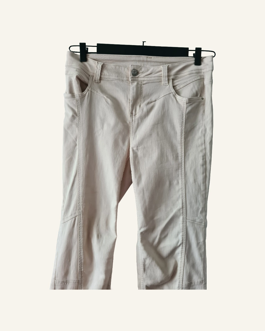 Beige jeans met ritsdetail – maat L – Tweedehands