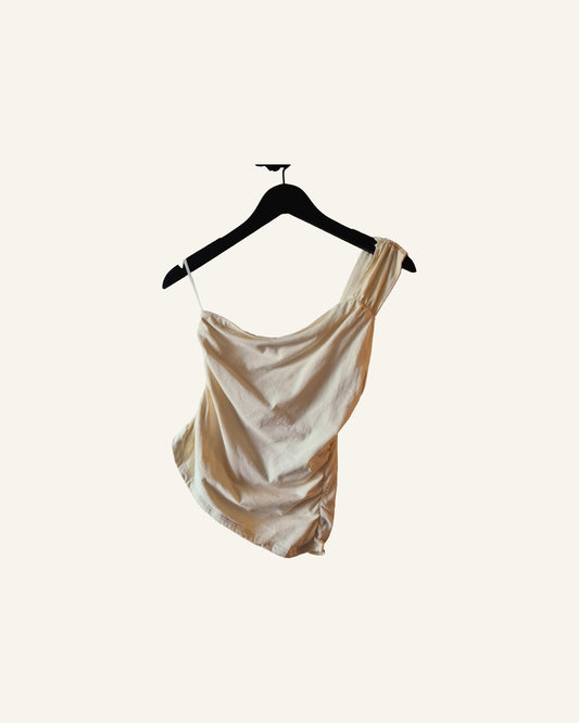 Schoudertop – crème – maat 38 – Tweedehands