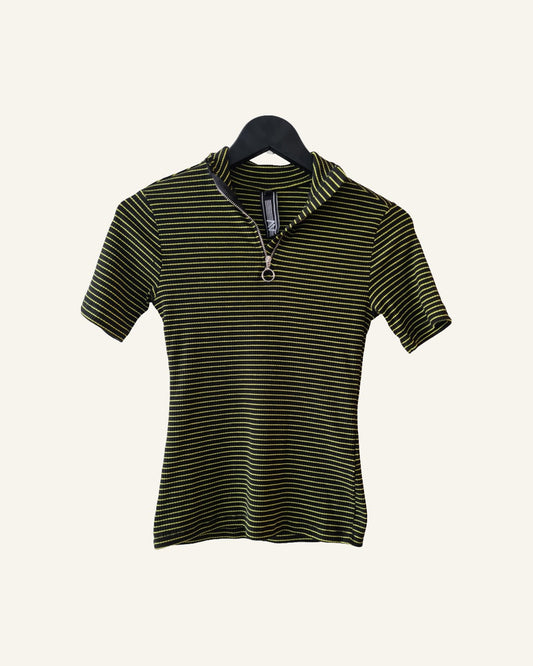 Amy & Ivy gestreept shirt met ritssluiting – maat XXS – Tweedehands