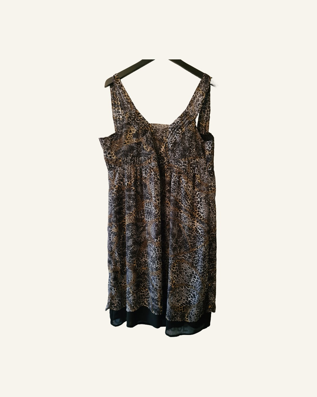 Jurk panterprint – maat XL – mouwloos – Tweedehands