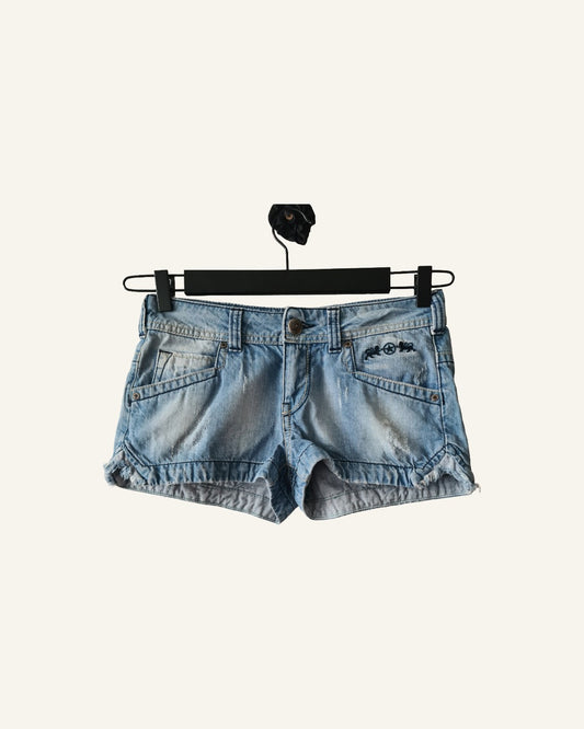 Lost in Paradise korte jeans broek – maat XS (27) – lichtblauw – Tweedehands