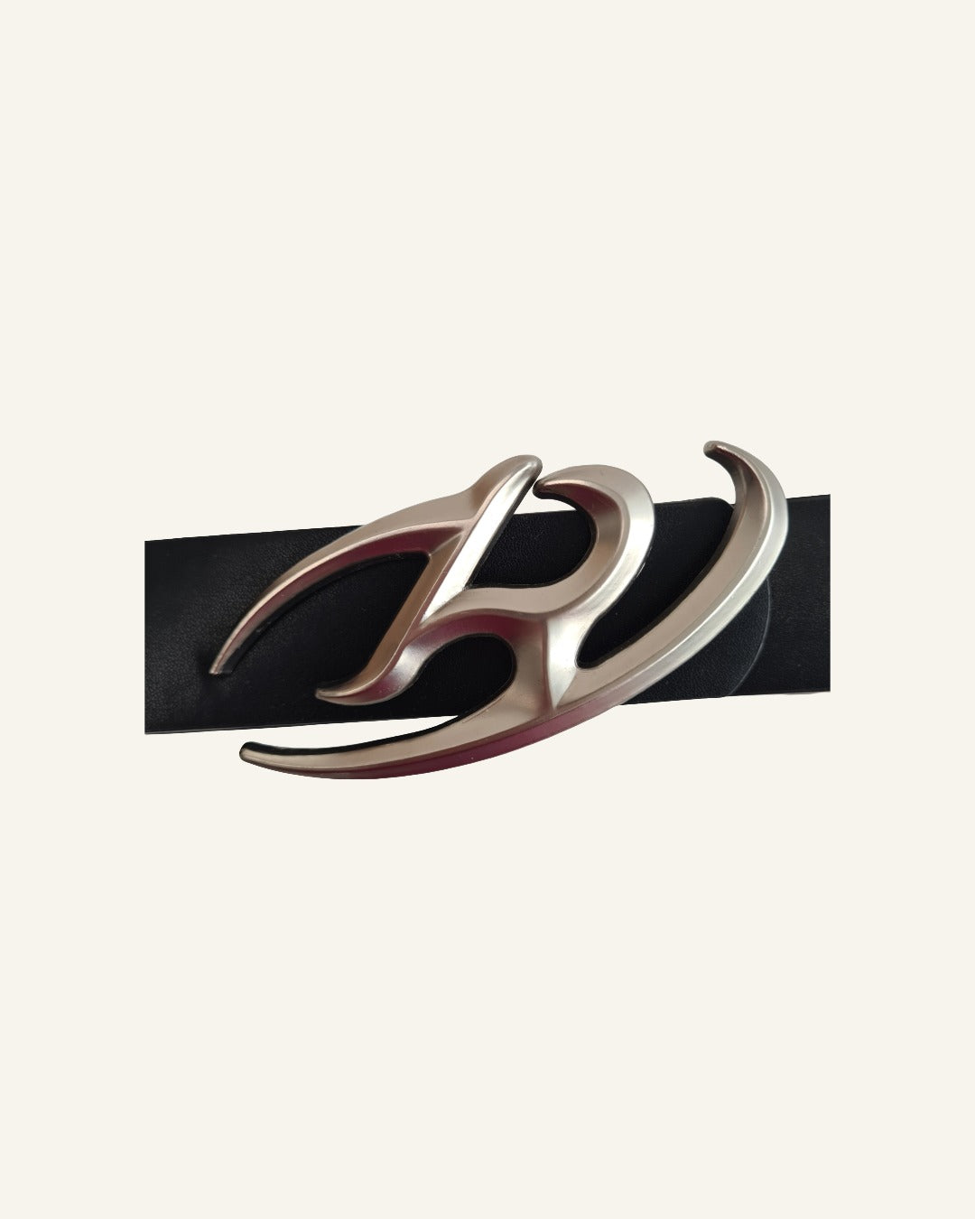 Zwarte riem met decoratieve gesp – Tweedehands