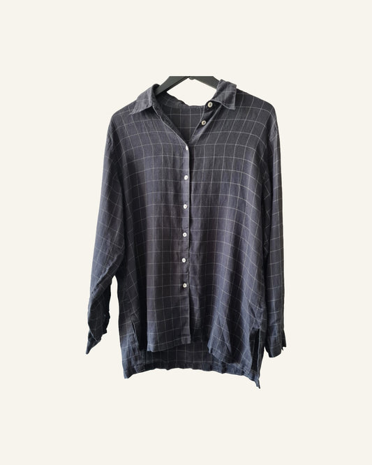 C&A linnen blouse geruit – maat 40 – Tweedehands