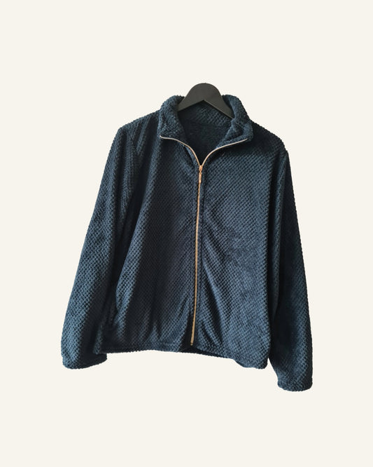 Donkerblauw vest met rits – maat S/M – Tweedehands