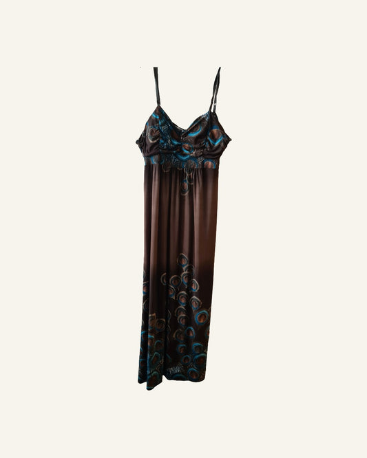 Elissa maxi jurk met print – maat M/L – Tweedehands