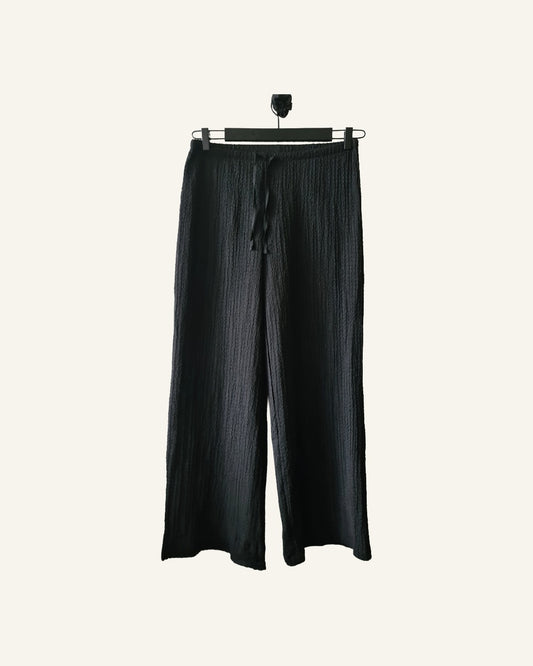 H&M broek zwart – maat S/M – elastische taille – Tweedehands