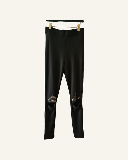 H&M legging zwart met studs – maat XS – Tweedehands