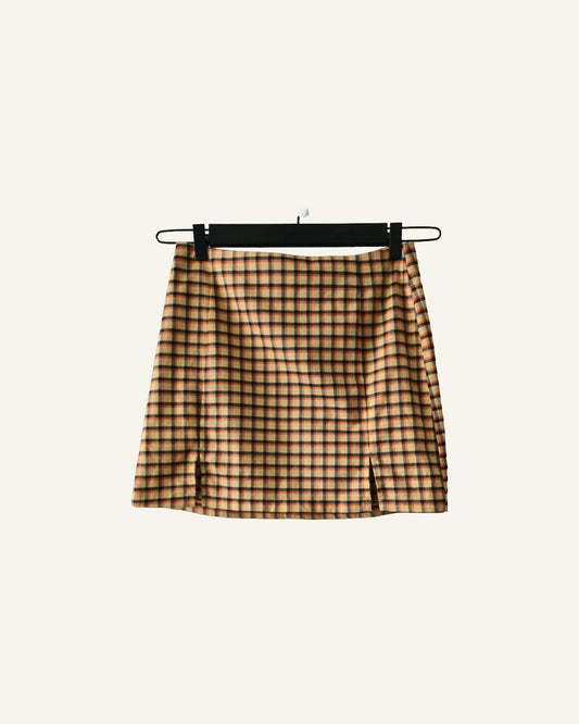 C&A geruite rok beige/oranje – maat 36 – Tweedehands