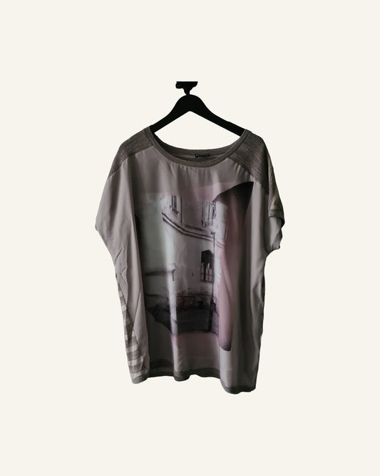 Samoon t-shirt met print – maat 54 – Tweedehands
