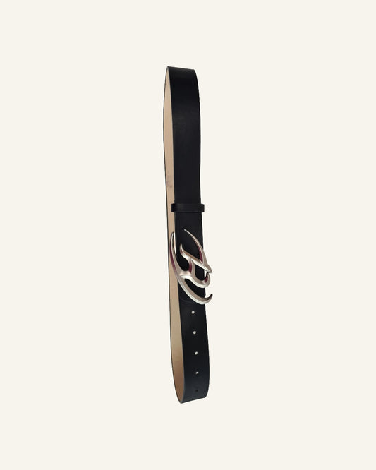 Zwarte riem met decoratieve gesp – Tweedehands