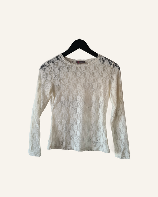 Cherry kanten top – maat S – Tweedehands