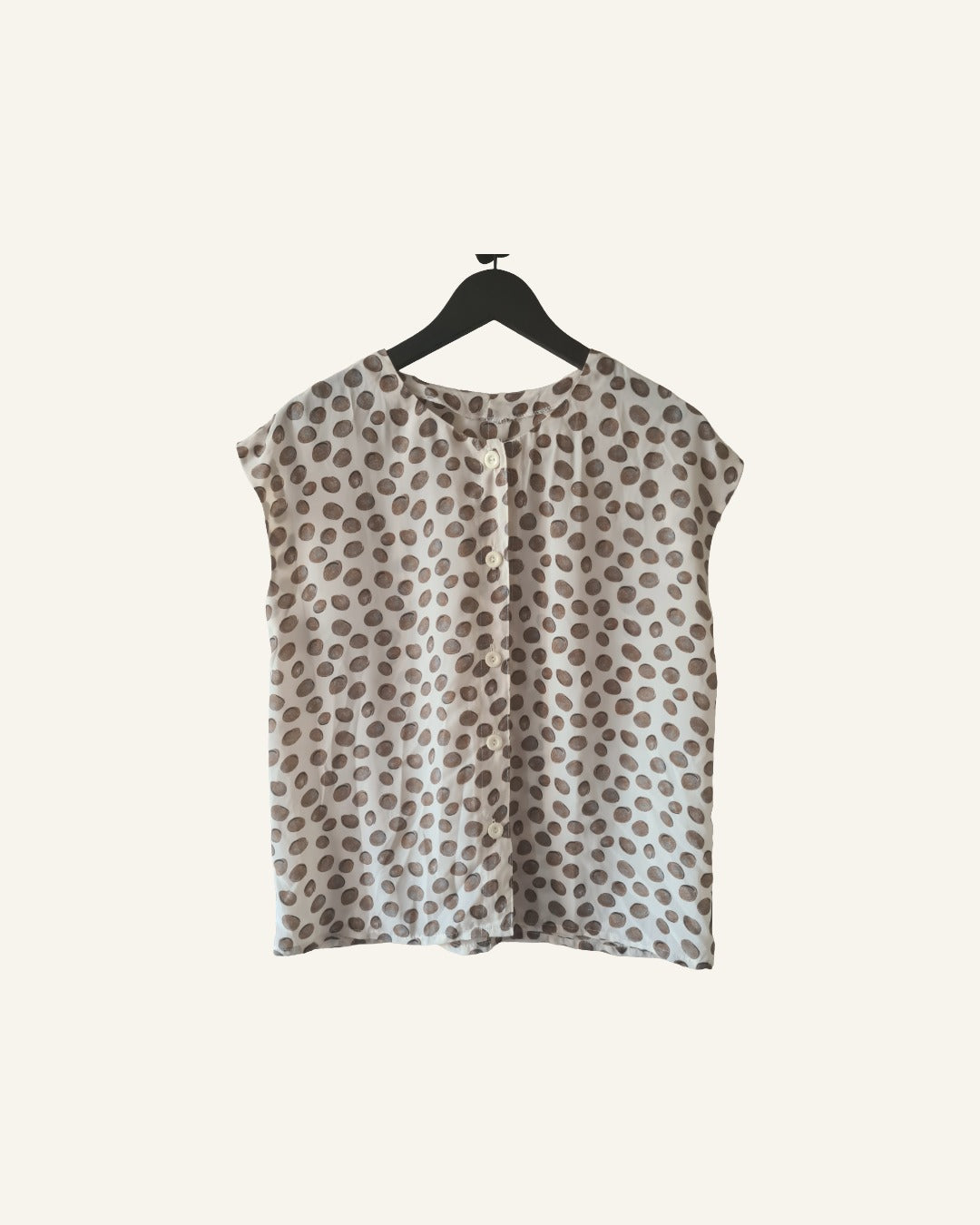 Blouse met stippenprint – maat XL – Tweedehands
