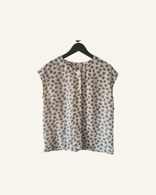 Blouse met stippenprint – maat XL – Tweedehands
