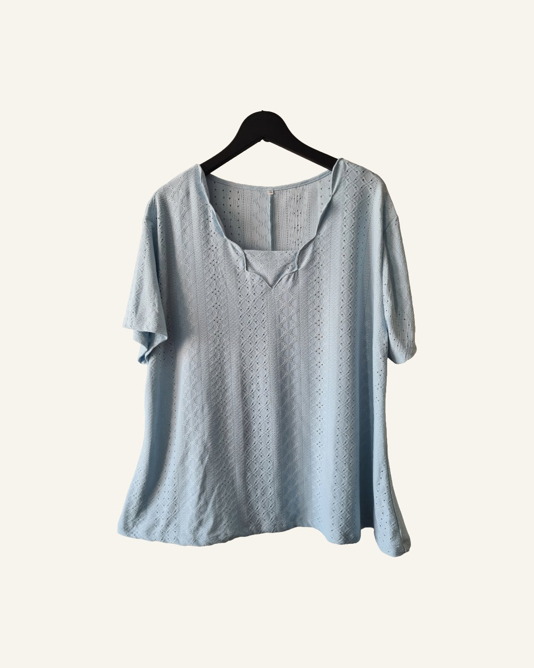 Lichtblauw ajour shirt – maat 3XL (48/50) – Tweedehands