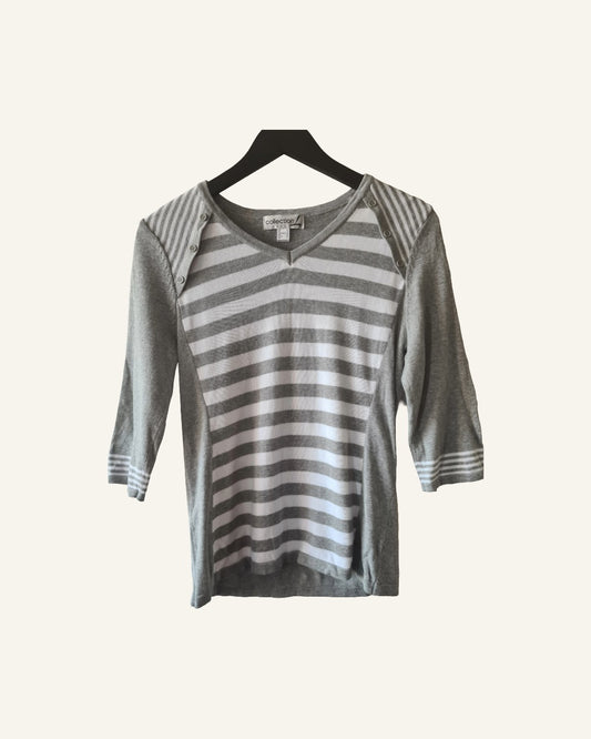 Collection L gestreept trui grijs/wit – maat 38/M – Tweedehands