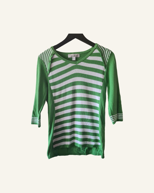 Collection L gestreept trui groen/wit – maat 38/M – Tweedehands